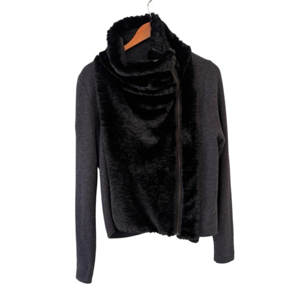 Ann Taylor LOFT Faux Fur Sweater Womens XL Cowl Neck Asymmetric Quiet Luxury - Picture 3 of 11